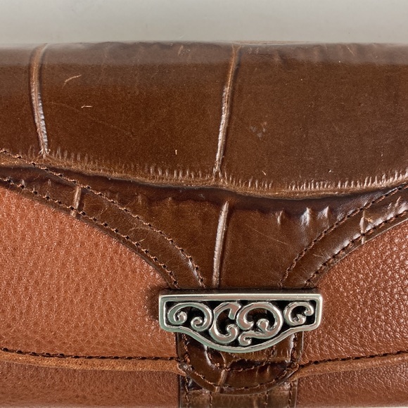 Brighton Brown Leather Fold Over Snap Clutch Wallet - Picture 12 of 13